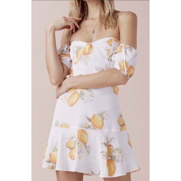 For Love & Lemons lemon off shoulder mini dress - Picture 1 of 6